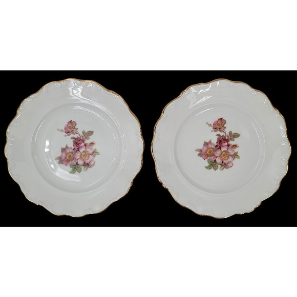 2 Schumann Arzberg Briar Rose Bread Plates 6" Bavaria Germany Gold Trim 1950s - Picture 5 of 10
